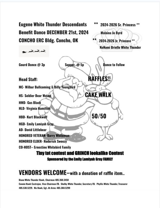 Eugene White Thunder Descendants Benefit Dance 2024