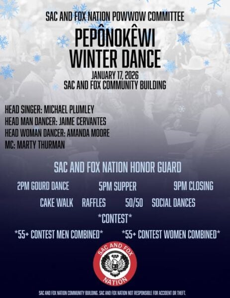 Sac and Fox Nation Pow Wow Committee Peponokewi Winter Dance 2026